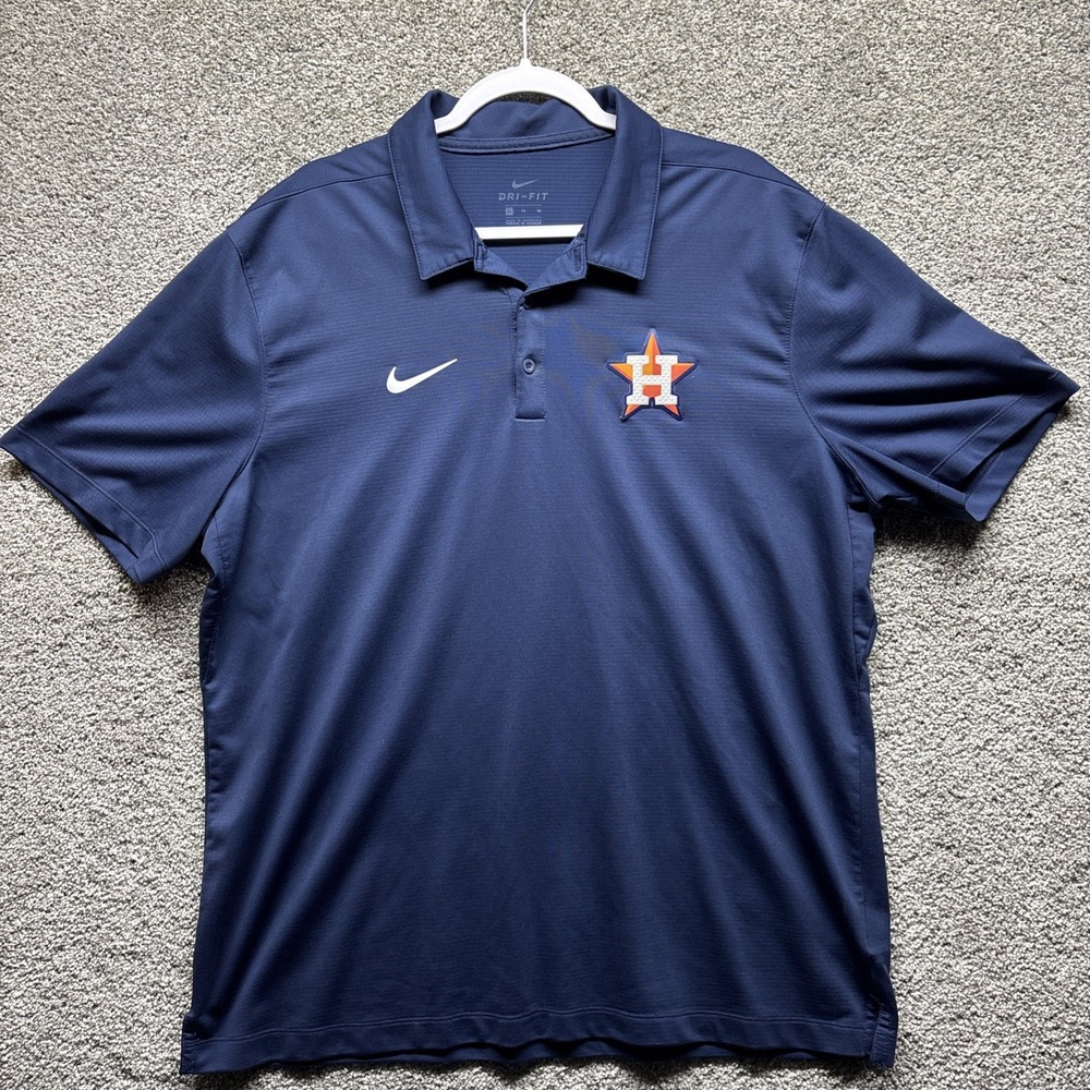 Nike Houston Astros Cooperstown Dri-Fit Polo Golf‎ Shirt Navy Mens XL Baseball